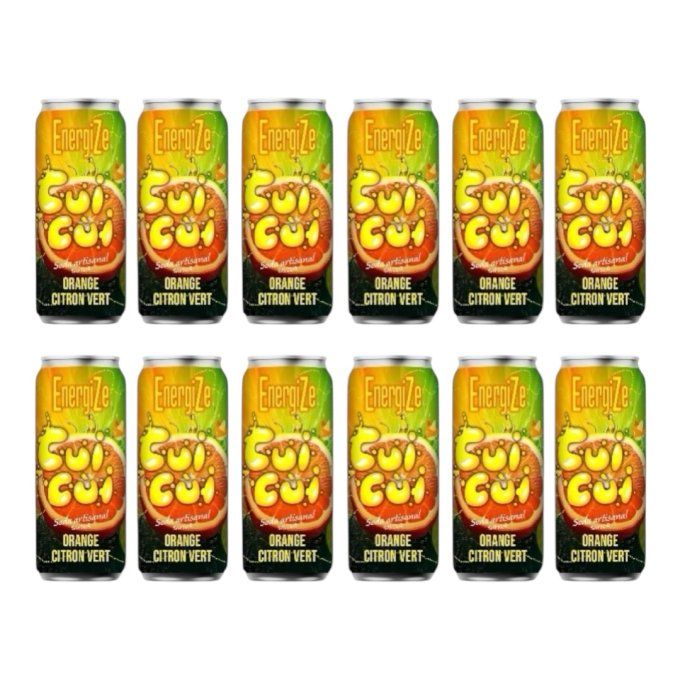 12 CANETTES  33CL "ENERGIZE"  Orange - Citron vert